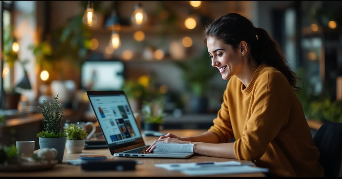 Création site e-commerce : entrepreneur configurant une boutique en ligne sur ordinateur