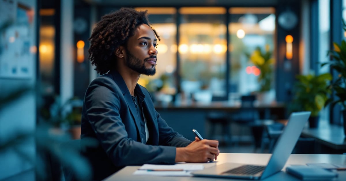 Transformation digitale RH : professionnel analysant des données sur tablette dans un bureau moderne